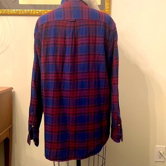 Chaps by Ralph Lauren cotton navy/ burgundy classic button down shirt - Picture 2 of 5